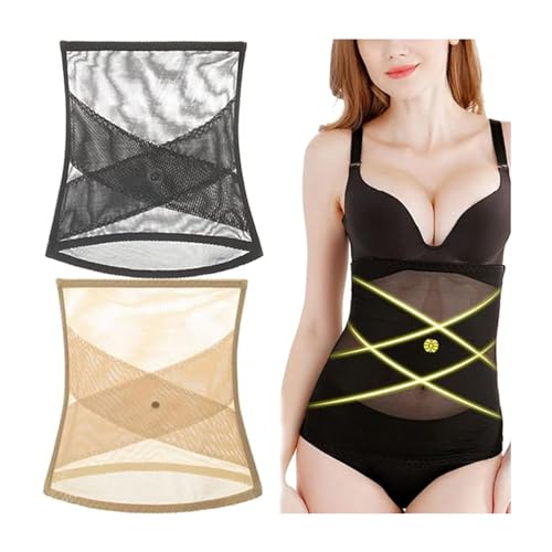 Niblido Cross-Mesh-Gürtel für Taillenformung, Taillentrainer, Korsett, Shapewear Bauchkontrolle, Körperformer, Korsett, Korsett aus Korea, atmungsaktiver Taillentrainer für Damen, 2 Stück, XXL von Niblido