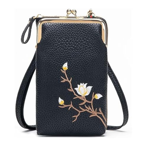 Niblido Damen-Umhängetasche mit Handyhalterung, Mini-Leder-Crossbody-Tasche für Damen, Reisen, Schwarz , 250g Niblido Damen-Umhängetasche mit Handyhalterung, Mini-Leder-Crossbody-Tasche für Damen, Reisen, Schwarz , 250g von Niblido