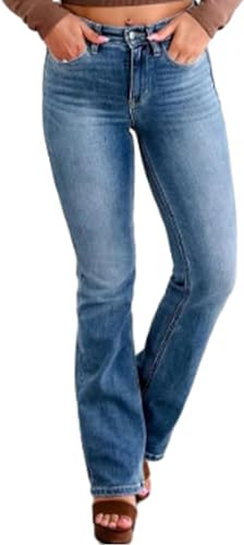 Niblido Holy Grail Bauchweg Bootcut Jeans Holy Grail Bootcut Jeans Damen Bootcut Jeans Juniors Jeans, Blau Standard, S von Niblido