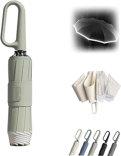 Niblido Moderobot Regenschirm, Ringschnalle, Moderobot-Regenschirm, reflektierender Sicherheitsstreifen, tragbarer, faltbarer, stabiler winddichter Regenschirm, vollautomatischer Regenschirm für Regen von Niblido