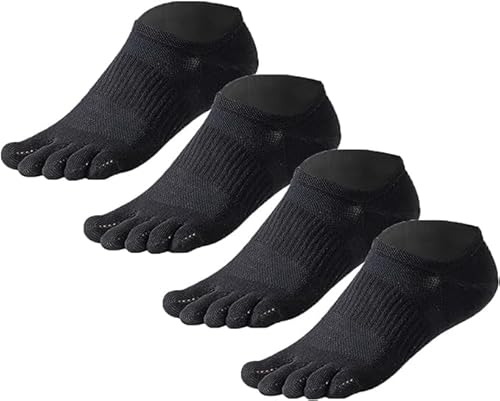Niblido Serasox Zehensocken, Serasox Bambus Zehensocken für Damen und Herren, Serasox Barfußsocken, Baumwolle Fünf Finger Socken, Schwarz, 4 Paar, Einheitsgröße Niblido Serasox Zehensocken, Serasox Bambus Zehensocken für Damen und Herren, Serasox Barfußsocken, Baumwolle Fünf Finger Socken, Schwarz, 4 Paar, Einheitsgröße von Niblido