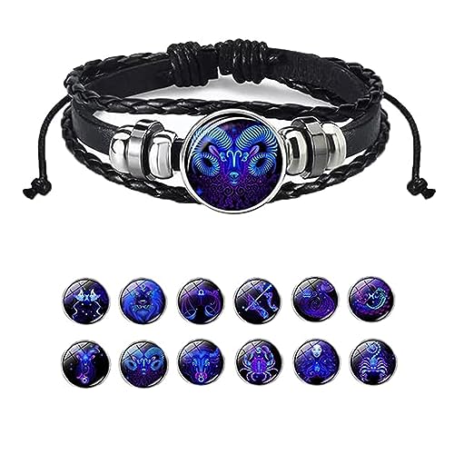 Niblido Sternzeichen-Armband, handgefertigt, gewebt, mehrlagig, verstellbar, 12 Sternzeichen, PU-Leder, Unisex, leuchtet im Dunkeln, Sternzeichen-Schmuck, Geschenke für Damen und Herren, Length: 7 +3 Niblido Sternzeichen-Armband, handgefertigt, gewebt, mehrlagig, verstellbar, 12 Sternzeichen, PU-Leder, Unisex, leuchtet im Dunkeln, Sternzeichen-Schmuck, Geschenke für Damen und Herren, Length: 7 +3 von Niblido