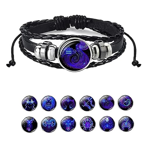 Niblido Sternzeichen-Armband, handgefertigt, gewebt, mehrlagig, verstellbar, 12 Sternzeichen, PU-Leder, Unisex, leuchtet im Dunkeln, Sternzeichen-Schmuck, Geschenke für Damen und Herren, Length: 7 +3 Niblido Sternzeichen-Armband, handgefertigt, gewebt, mehrlagig, verstellbar, 12 Sternzeichen, PU-Leder, Unisex, leuchtet im Dunkeln, Sternzeichen-Schmuck, Geschenke für Damen und Herren, Length: 7 +3 von Niblido