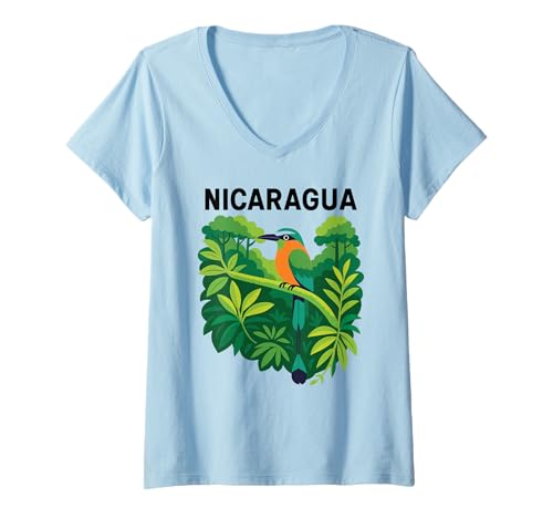 Damen Nicaragua Guardabarranco Nicaraguan Torogoz Bird Central 505 T-Shirt mit V-Ausschnitt Damen Nicaragua Guardabarranco Nicaraguan Torogoz Bird Central 505 T-Shirt mit V-Ausschnitt von Nicaragua Apparel