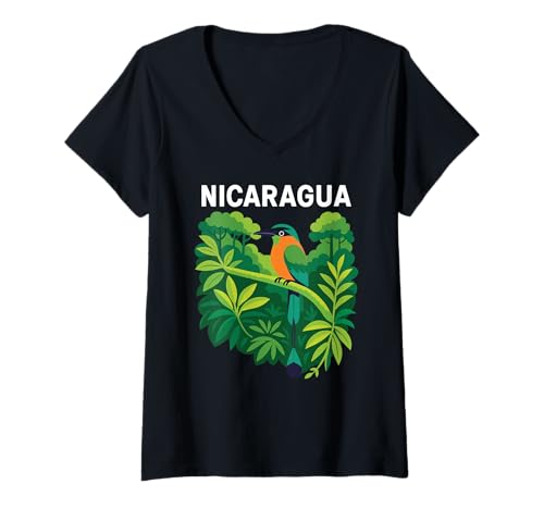 Damen Nicaragua Guardabarranco Nicaraguan Torogoz Bird Central 505 T-Shirt mit V-Ausschnitt Damen Nicaragua Guardabarranco Nicaraguan Torogoz Bird Central 505 T-Shirt mit V-Ausschnitt von Nicaragua Apparel