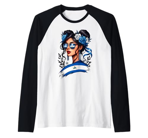 Nicaraguanisches Mädchen Messy Bun Hispanic Heritage Monat Männer Frauen Raglan von Nicaragua Nicaraguan Hispanic Heritage Month kids