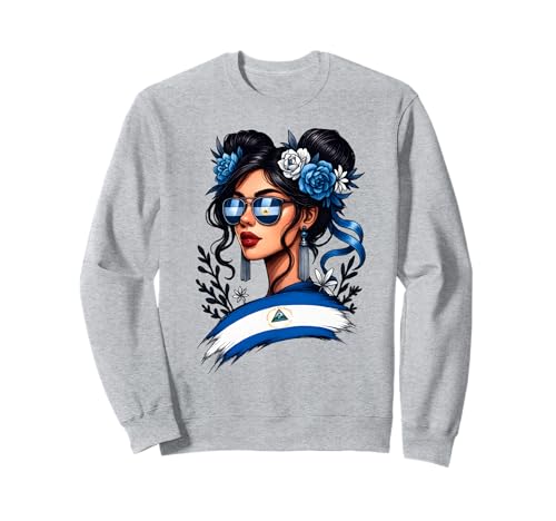 Nicaraguanisches Mädchen Messy Bun Hispanic Heritage Monat Männer Frauen Sweatshirt von Nicaragua Nicaraguan Hispanic Heritage Month kids