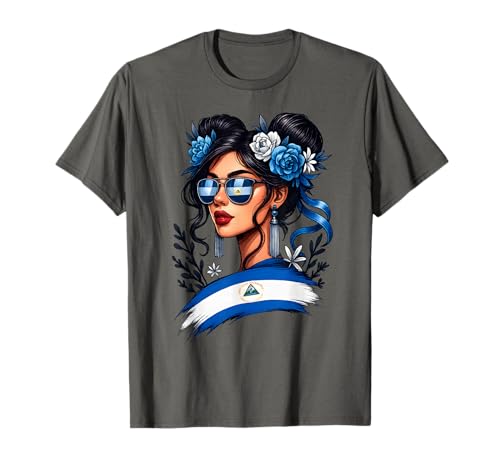 Nicaraguanisches Mädchen Messy Bun Hispanic Heritage Monat Männer Frauen T-Shirt von Nicaragua Nicaraguan Hispanic Heritage Month kids