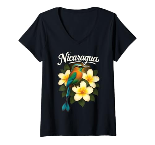 Damen Nicaragua Guardabarranco Sacuanjoche Torogoz 505 Nicoya Flor T-Shirt mit V-Ausschnitt Damen Nicaragua Guardabarranco Sacuanjoche Torogoz 505 Nicoya Flor T-Shirt mit V-Ausschnitt von Nicaragua Tees