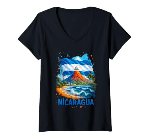 Damen Nicaragua Flagge Hispanic Heritage Monat Nicaraguan Männer Frauen T-Shirt mit V-Ausschnitt Damen Nicaragua Flagge Hispanic Heritage Monat Nicaraguan Männer Frauen T-Shirt mit V-Ausschnitt von Nicaraguan Flag National Hispanic Heritage Month