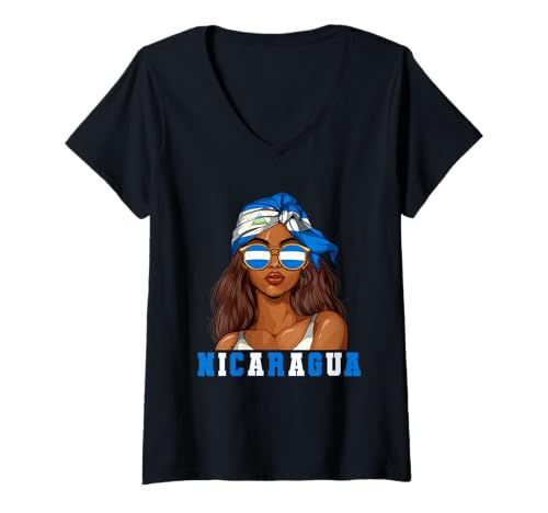 Damen Nicaragua Nicaraguaner Frau T-Shirt mit V-Ausschnitt von Nicaraguaner Nicaragua Geschenk