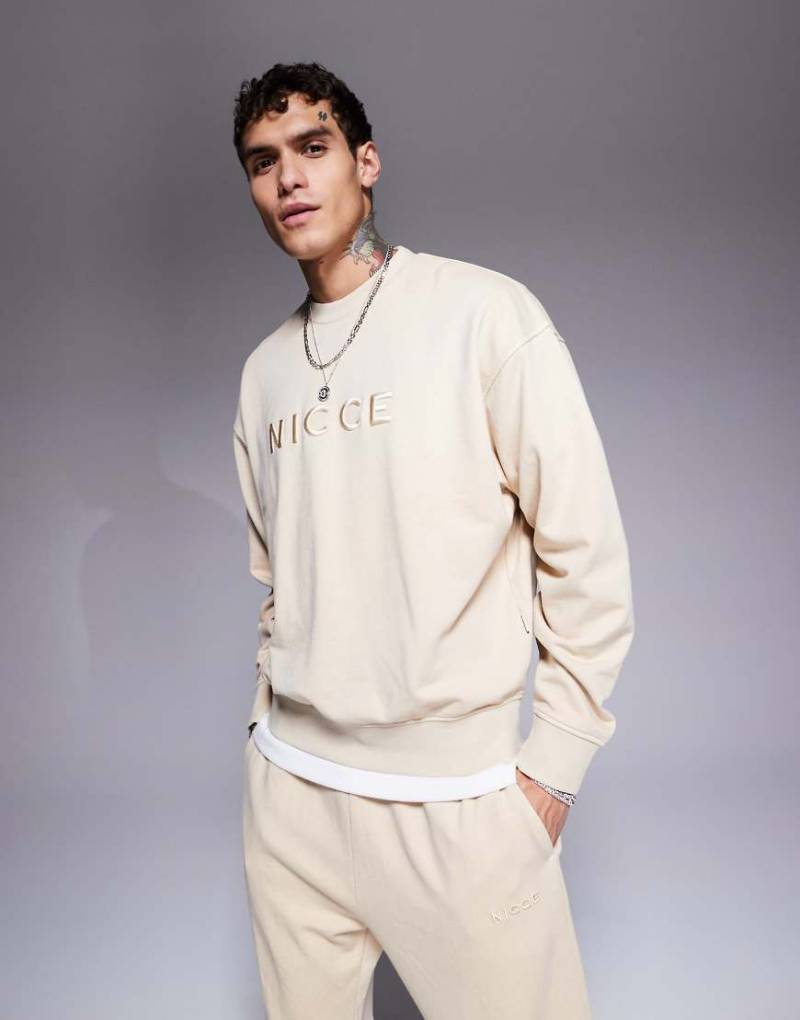 Nicce - Gewaschenes Sweatshirt in Beige mit Rundhalsausschnitt und Logo, Kombiteil-Neutral von Nicce