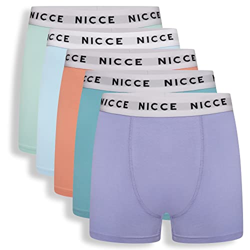 Nicce - Herren Everyday Essential Stretchy Soft Cotton Rich Trunks, Regular Fit 5er-Pack Boxershorts, S, M, L, XL, XXL, Carta / sortiert, M von Nicce