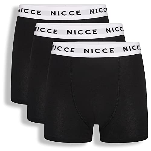 Nicce - Herren Everyday Multipack Essential Stretchy Soft Cotton Rich Trunks, Regular Fit 3er Pack Boxershorts, Wisbor / Black, L von Nicce