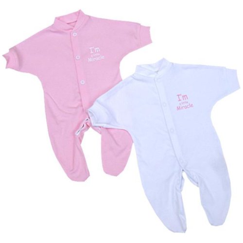 BabyPrem Frühchen 2 Strampler Schlafanzüge Babykleidung 'I'm a Little Miracle' Mädchen 44-50cm ROSA P3 von Niccolas B