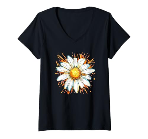 Damen Happy Daisy Season für Wiesenliebhaber und Sommerlook T-Shirt mit V-Ausschnitt Damen Happy Daisy Season für Wiesenliebhaber und Sommerlook T-Shirt mit V-Ausschnitt von Nice Daisy Look