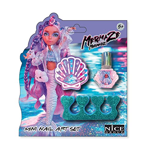 Nice Group Mermaid Meerjungfrau Mermaze Mini Nail Art Set Nagellack mit Edelsteinen und Fingertrenner für Kinder, 27009 von Nice Group
