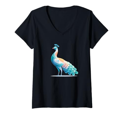 Damen Helles Pfauenkostüm für Damen und Herren T-Shirt mit V-Ausschnitt Damen Helles Pfauenkostüm für Damen und Herren T-Shirt mit V-Ausschnitt von Nice Peacock Outfit