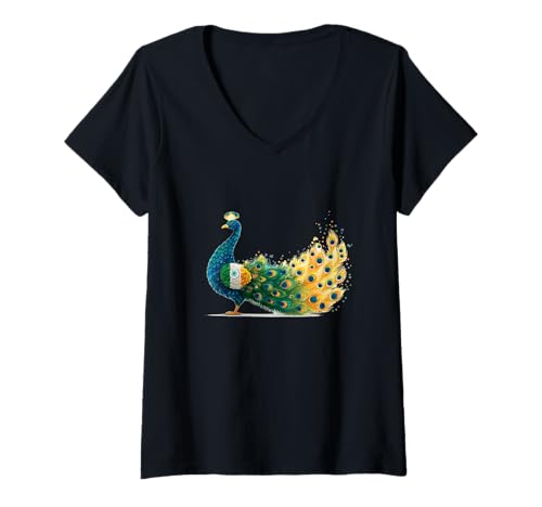 Damen Schönes indisches Pfauenkostüm für Tierliebhaber T-Shirt mit V-Ausschnitt Damen Schönes indisches Pfauenkostüm für Tierliebhaber T-Shirt mit V-Ausschnitt von Nice Peacock Outfit