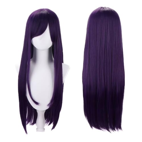 NiceLisa 70cm Lange Gerade Tief Lila Perücke Doki Doki Literature Club Yuri Hyuga Hinata Anime Rollenspiel Cosplay Kostüm Perücke von NiceLisa