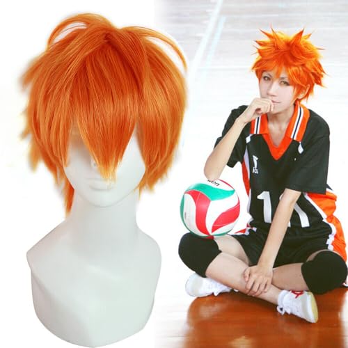 NiceLisa Anime Perücke Pain Yahiko Haikyu Shoyo Hinata Orange Kurz Hitzebeständig Perücke Cosplay Kostüm Perücke Halloween Party Perücken von NiceLisa