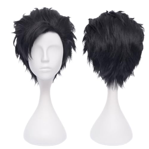 NiceLisa Cool Prestyled Schwarz Slick Back Halloween Party Täglich tragen Haikyu Kuroo Tetsurou Cosplay Wig Kostüm Perücke von NiceLisa