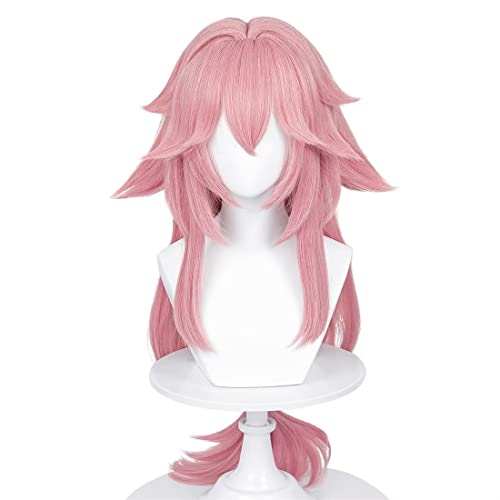 NiceLisa Cosplay Perücke Yae Miko Genshin Impact Frauen Rollenspiele Perücken Lange rosa Perücke für Halloween Weihnachten Karneval von NiceLisa