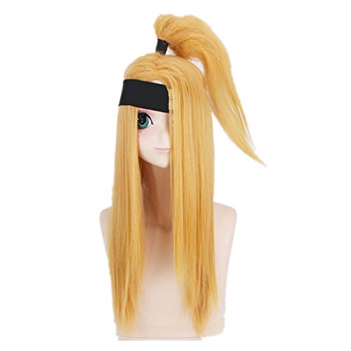 NiceLisa Gelb Tiefblond Langes Glattes Haar Anime Rollenspiel Deidara Cosplay Perücke mit Pony von NiceLisa