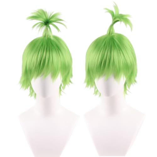 NiceLisa Kurze grüne Perücke Fluffy Anime Halloween Cosplay Kostüm Perücke mit Ahoge von NiceLisa