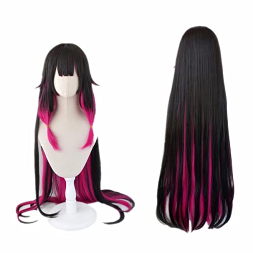 NiceLisa Lange schwarz rosa Weiblich Hitzebeständig Halloween Party Cosplay Kostüm Perücken Genshin Impact Columbina Wig von NiceLisa