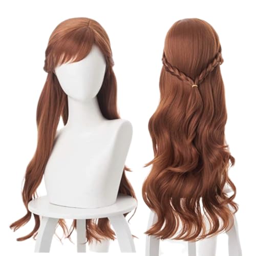 NiceLisa Lange Braune geflochtene Perücke Prinzessin Princess Cosplay Perücke Langwelliges lockiges geflochtenes Anime Wigs von NiceLisa