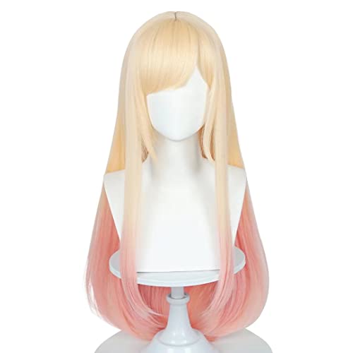 NiceLisa My dress up darling Perücke Marin Kitagawa Lovely Long Straight Yellow Pink Mixed Fashion Female Anime Character Role-Play Cosplay Costume Wig von NiceLisa