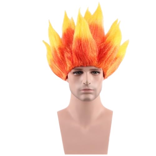 NiceLisa Prestyled Orange Feuer Flamme Ember Cosplay Perücke Ghost Rider Ärger Ember Anger Synthetische Perücke von NiceLisa