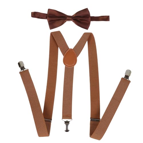 NiceYnn Klassisches Set mit glitzernden Hosenträgern und Fliege, 2,5 cm breit, Y-Rücken, verstellbare elastische Hosenträger mit 3 Clips, 12 cm gewebte vorgebundene Fliege, Einheitsgröße für Männer von NiceYnn