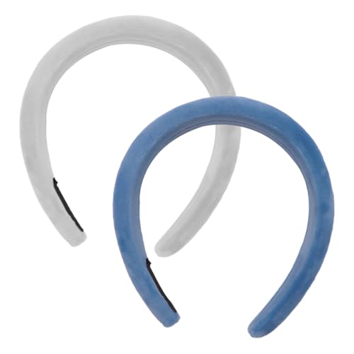 Nicear 2er-Pack Samt-Stirnbänder für Mädchen, breit, gepolstert, Haarbänder, modisch, süß, Alltagsaccessoires für Mädchen und Frauen (blau/weiß) von Nicear