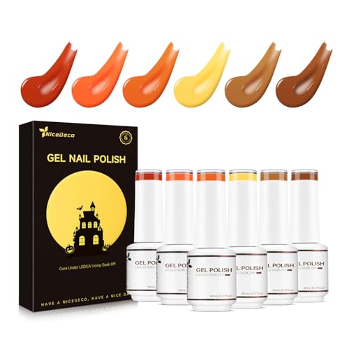 Nicedeco Autumn Gel Nail Polish Set 8ml 6 Farben UV Gel Nagellack Herbst Winter UV LED Soak Off Braun Gel Nagellack Set 6-24 von Nicedeco