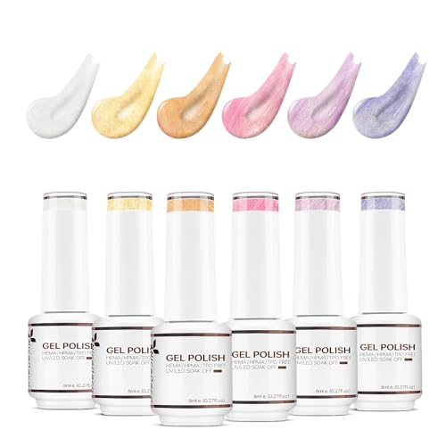 Nicedeco Nagellack Set Pearl 6 Pearlescent Colours UV Nagellack Schimmer Gel Pearl Effect Gel Nail Polish Set 6-39 von Nicedeco