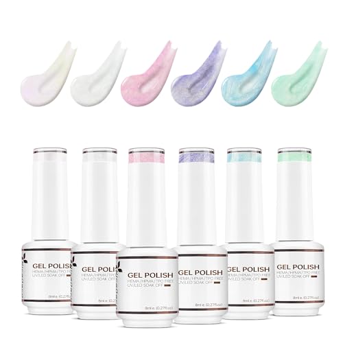 Nicedeco Nagellack Set Pearl 6 Pearlescent Colours UV Nagellack Schimmer Gel Pearl Effect Gel Nail Polish Set 6-40 von Nicedeco