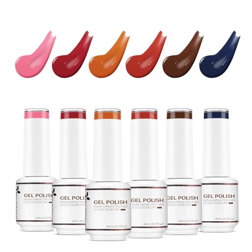 Nicedeco UV Gel Nagellack Set 8ml 6 Farben Soak Off Gel Nagellack Rosa Rot Braun Dunkelblau Gellack LED UV Gel Nail Polish Set von Nicedeco