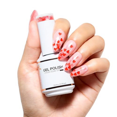 Nicedeco UV Nagellack Transparent Rotes Herz 15ml Soak Off Gel Nagellack UV LED Gellack Gel Nail Polish 332 von Nicedeco