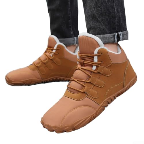 Niceminiwall Warme wasserdichte Schneestiefel für Herren, mit Plüsch gefütterte Winterwanderschuhe mit rutschfester Gummisohle, isoliertes Oxford-Tuch und Obermaterial aus Schweine-Nubukleder für den von Niceminiwall