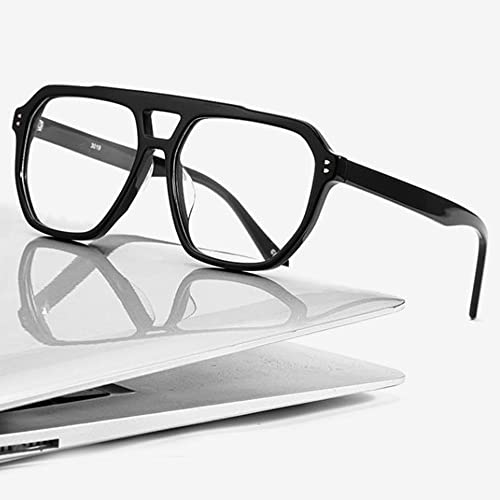 XUAN Herren Und Damen Lesebrille Groß Brille Mode Lesebrille Mit Sehstärke Schwarz/Grau Großer Rahmen Brillen Lesehilfe Sehhilfe Für Presbyopie (Color : Black, Size : +2.0) von Niceter