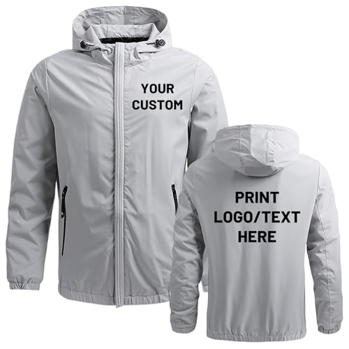Nicevhljac Winddichte Softshell-Jacken für Herren, personalisierbar, leicht, atmungsaktiv, Windbreaker-Mantel, grau, L von Nicevhljac