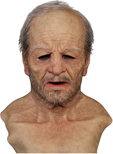 Niceyoeuk Old Man Maske, Old Lady Maske, Halloween Cosplay Masken, Realistische Latex Kopfbedeckung Cosplay Ältere Maske für Erwachsene Kinder Halloween Party Requisiten (A1, Einheitsgröße) von Niceyoeuk