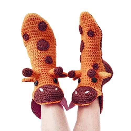 unny Socks Tier-Stricksocken für Herren und Damen, Krokodilsocken, Neuheit, skurrile Alligator-Chamäleon-3D-Manschette, warme Bodensocke (gelber Hirsch, Erwachsene, Einheitsgröße), Gelber Hirsch, von Niceyoeuk
