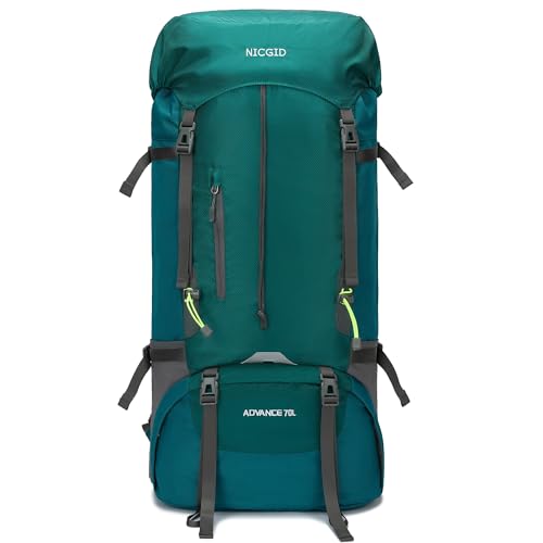 Nicgid Leichter Wanderrucksack, 50 l, 60 l, 70 l, faltbar, multifunktional, Reisetasche, wasserabweisend, lässiger Camping-Rucksack für Männer und Frauen, Outdoor-Sport, Berge, himmelblau, 70L Nicgid Leichter Wanderrucksack, 50 l, 60 l, 70 l, faltbar, multifunktional, Reisetasche, wasserabweisend, lässiger Camping-Rucksack für Männer und Frauen, Outdoor-Sport, Berge, himmelblau, 70L von Nicgid