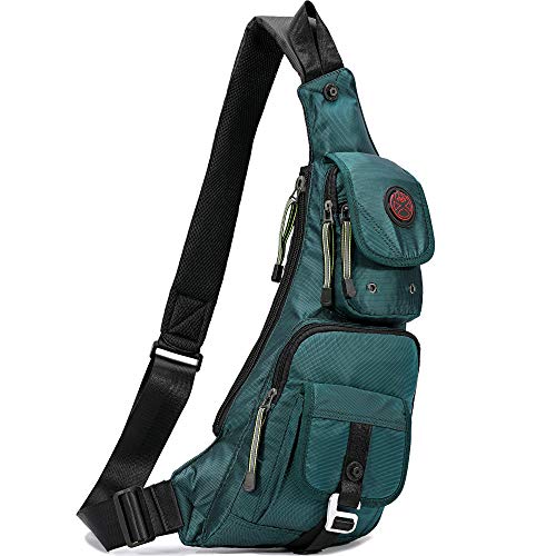 Nicgid Sling Bag Chest Shoulder Backpack Fanny Pack Crossbody Taschen für Herren, Dunkelgrün (passend für 24,6 cm (9,7 Zoll) iPad, Small, Radsport von Nicgid