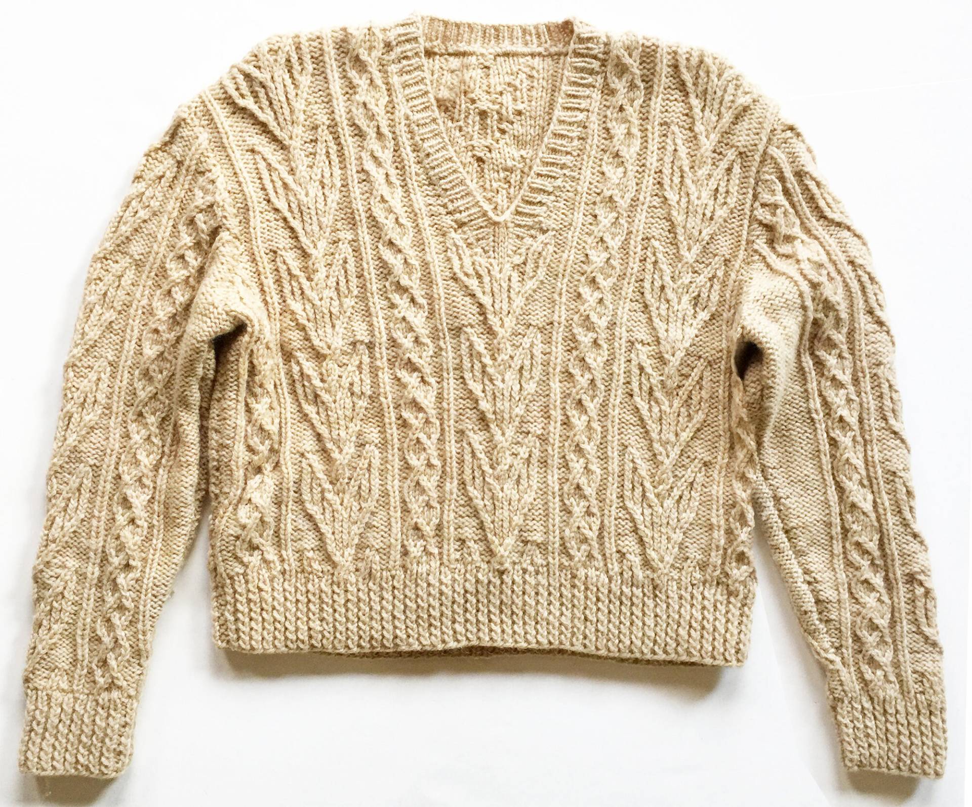 Vintage Camel Tan Wolle Hand Gestrickter Kurzpullover von Nichetique