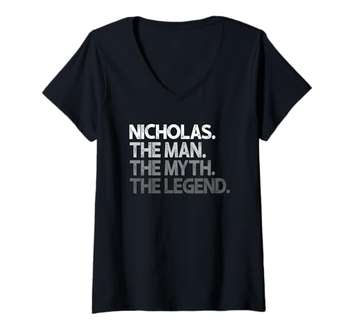 Damen Nikolaus Gift: The Man Myth Legend T-Shirt mit V-Ausschnitt von Nicholas Gifts