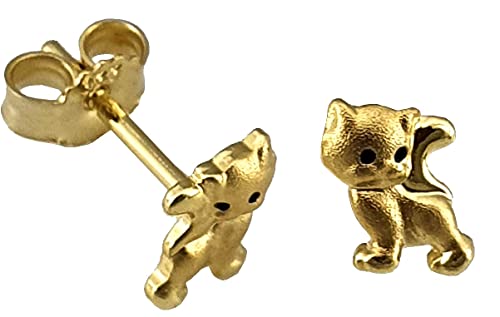 Ohrringe Katze Gold 333 Ohrstecker Kinderohrringe 8 Karat Gelbgold Kätzchen von Nicht Zutreffend